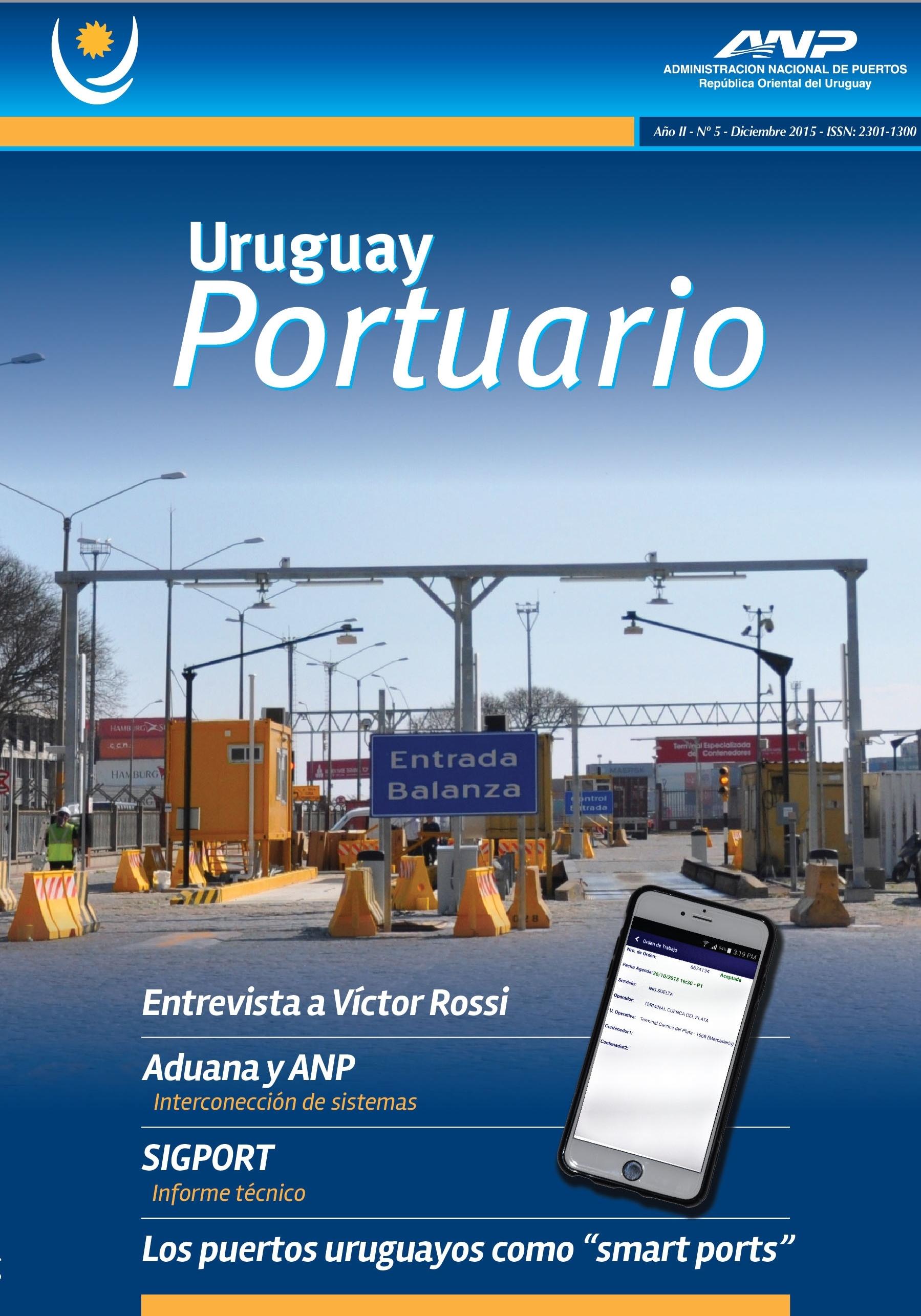 Tapa de revista Uruguay portuario N°5 diciembre del año 2015