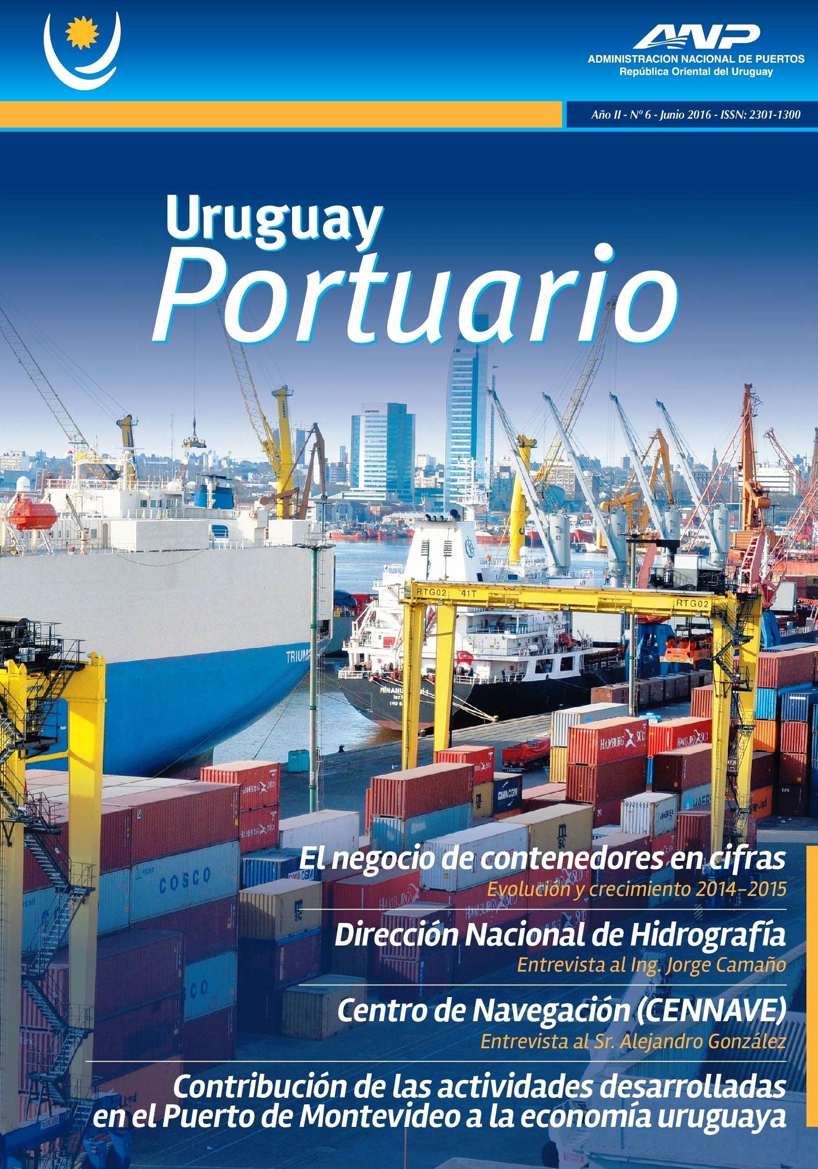 Tapa de revista Uruguay portuario N°6 mayo del año 2016